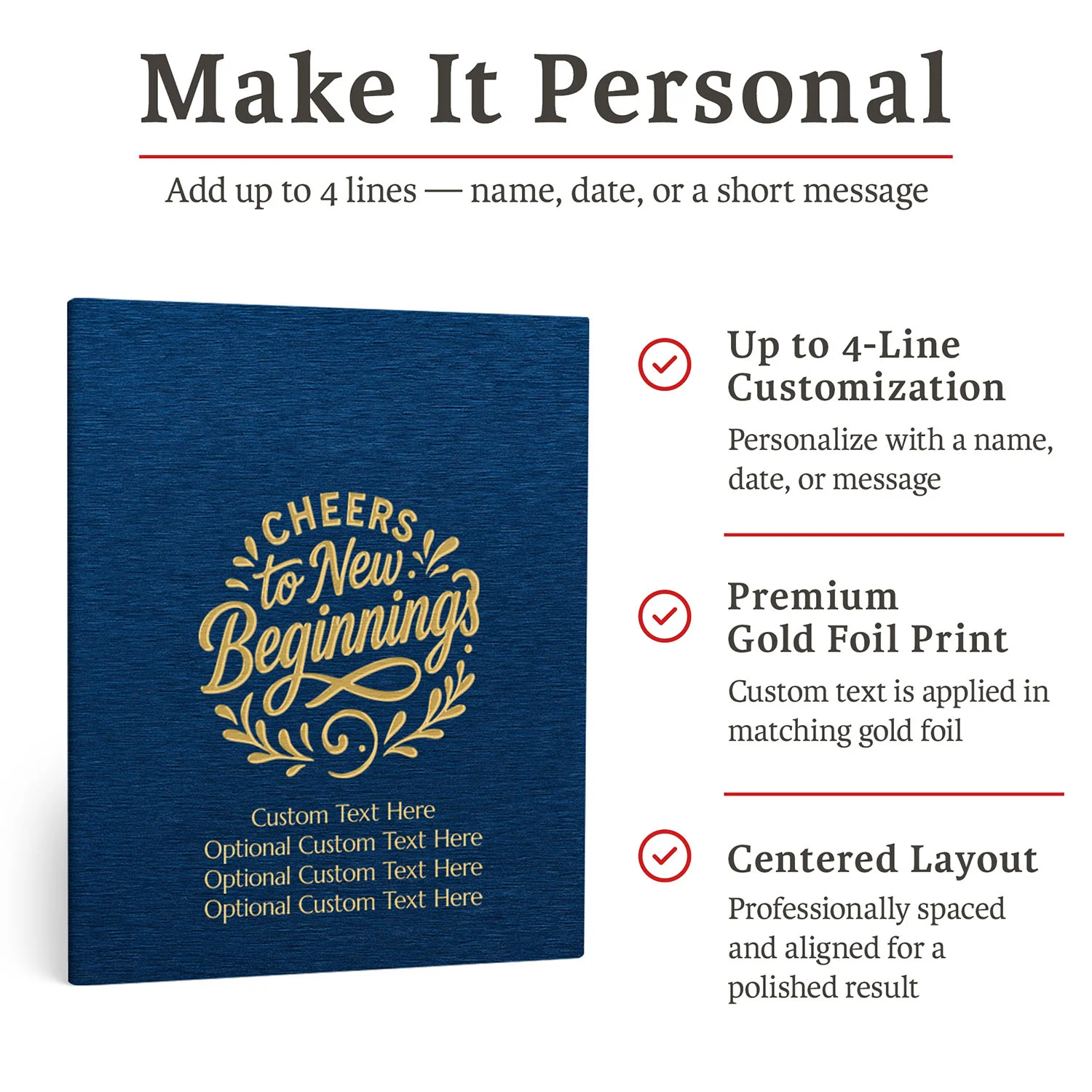 Personalized Multipurpose Guest Book - Cheers to New Beginnings (BLUE)